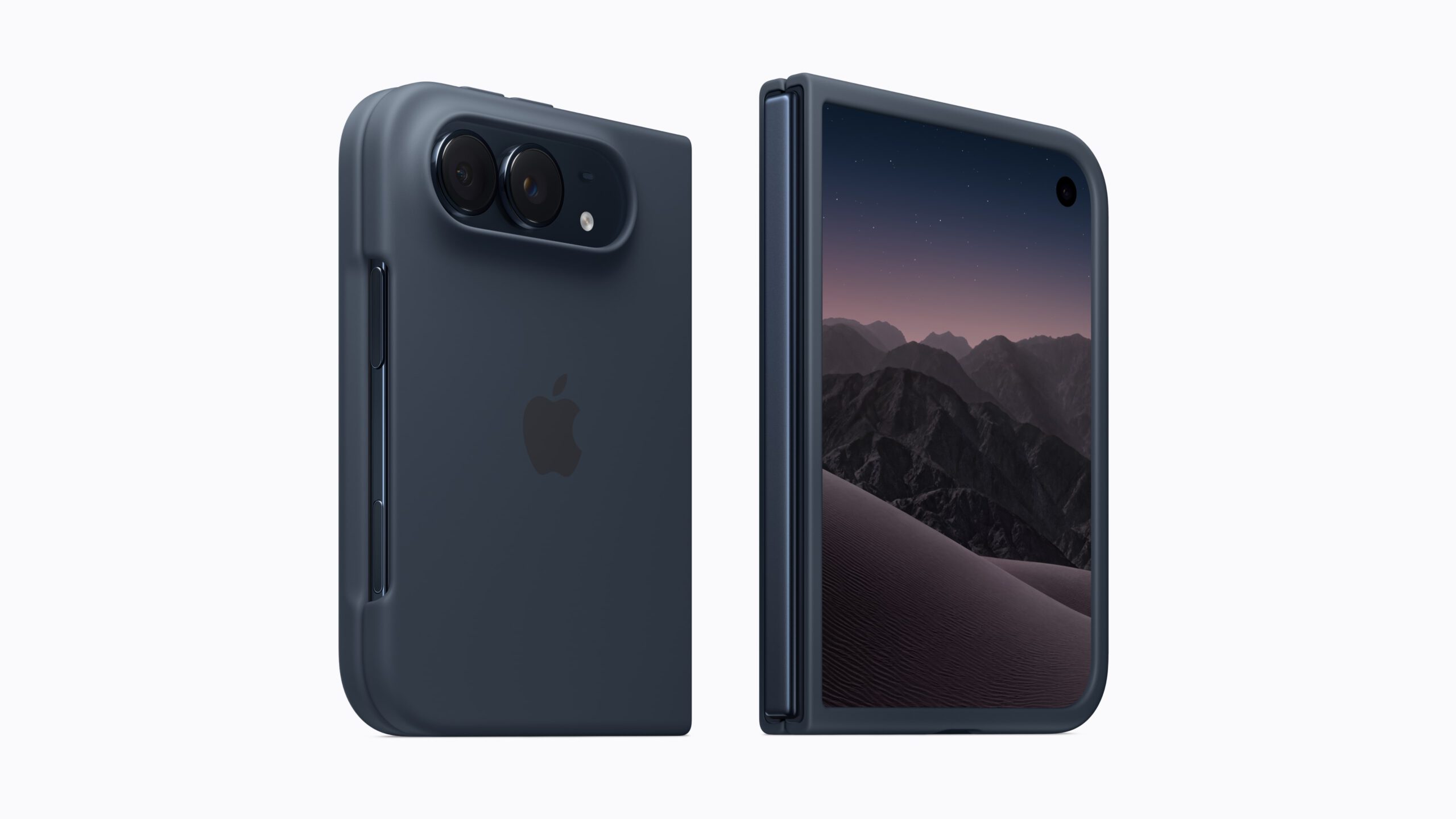 iPhone Duo - Schwarz, Zugeklappt, Vorderseite mit Display und Rückseite mit Kameras